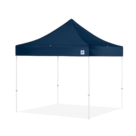 E-Z Up TAA Compliant Eclipse Shelter, 8' W x 8' L, White Steel Frame, Navy Blue Top EC3STL08KFWHTNB